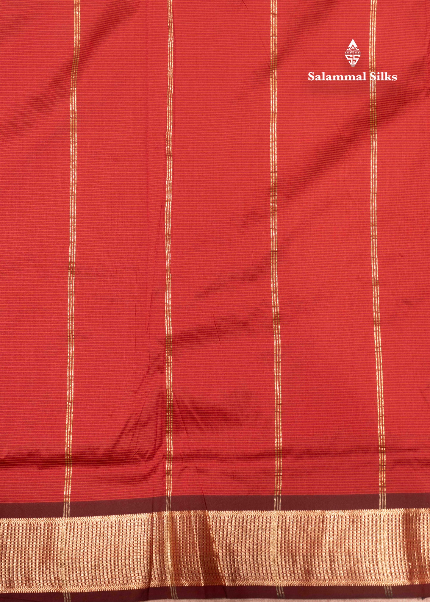 9 Yards Semi Silk Saree Orange Colour with Red Border
