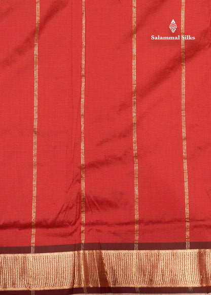9 Yards Semi Silk Saree Orange Colour with Red Border