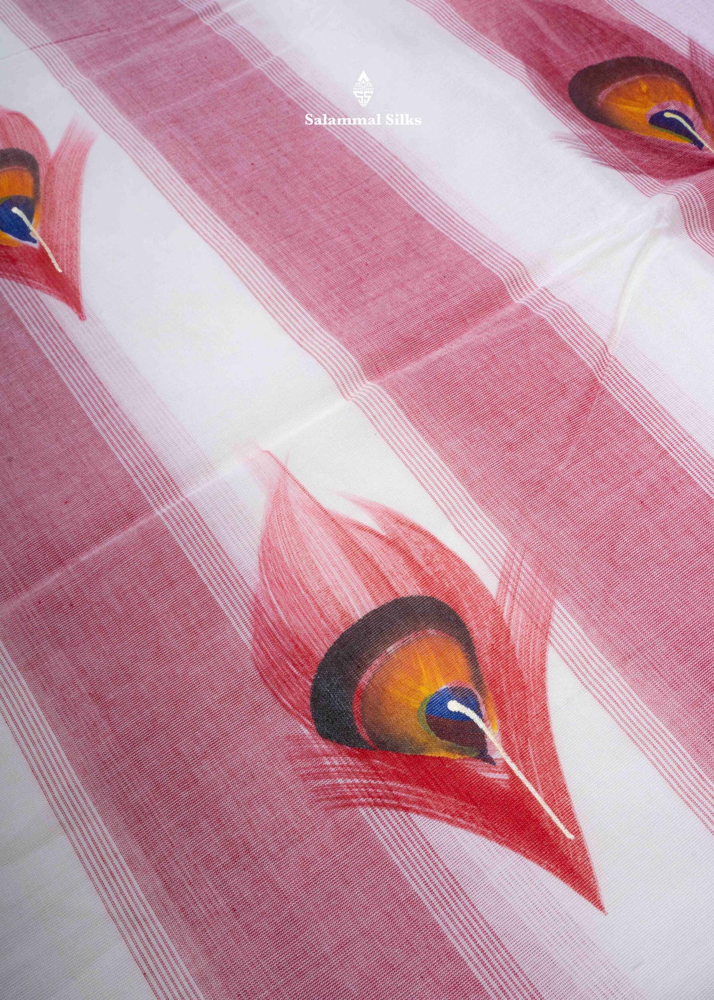 Light Pink Printed Cotton Saree with Copper Zari Border