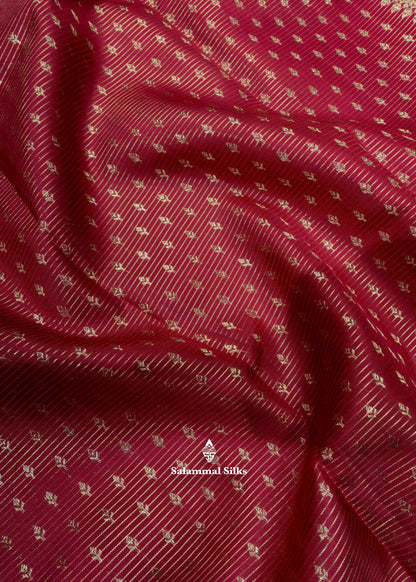Kanjivaram Maroon Vaira oosi Pure Silk Saree With Traditional Gold Zari Border