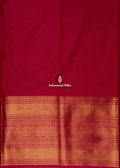 Peacock Green Semi Silk Saree With Pink Blouse