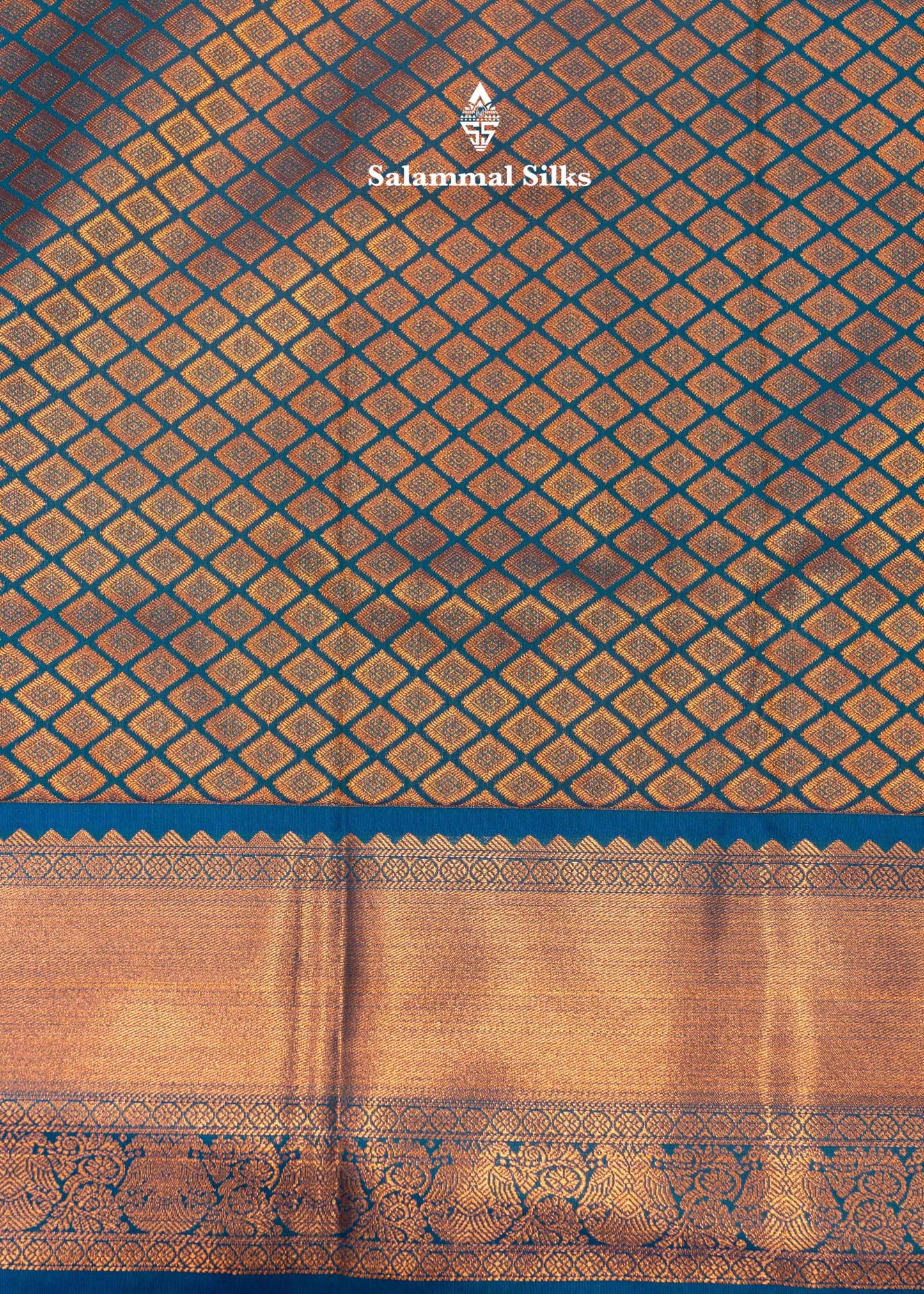Sandal Colour Semi Silk Saree With Peacock Blue Copper Zari Border