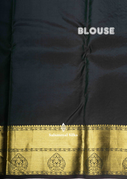 Kanjivaram Brown Pure Silk Jacquard Saree With Bottle Green Blouse