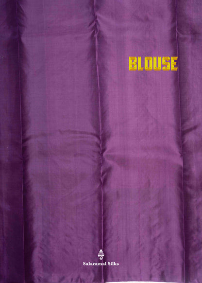 Kanjivaram Rama Blue Pure Silk Saree With Violet Fancy Border