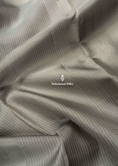 Kanjivaram Silver Colour Fancy Pure Silk Saree With Sapphire Green Blouse