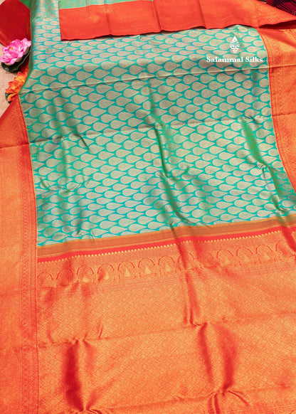 Rexona Green Colour Kanjivaram Pure Silk Saree with Red Long Border