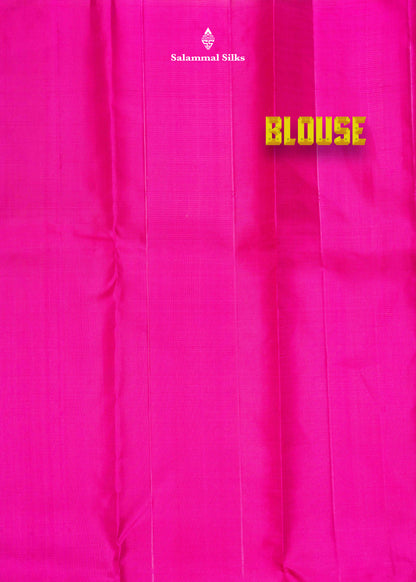 Kanjivaram Tiny Checks Royal Blue & Green Pure Silk Saree With Pink Blouse