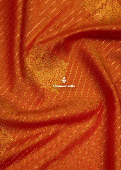 Navy Blue Semi Silk Saree With Copper Zari Traditional Long Size Border