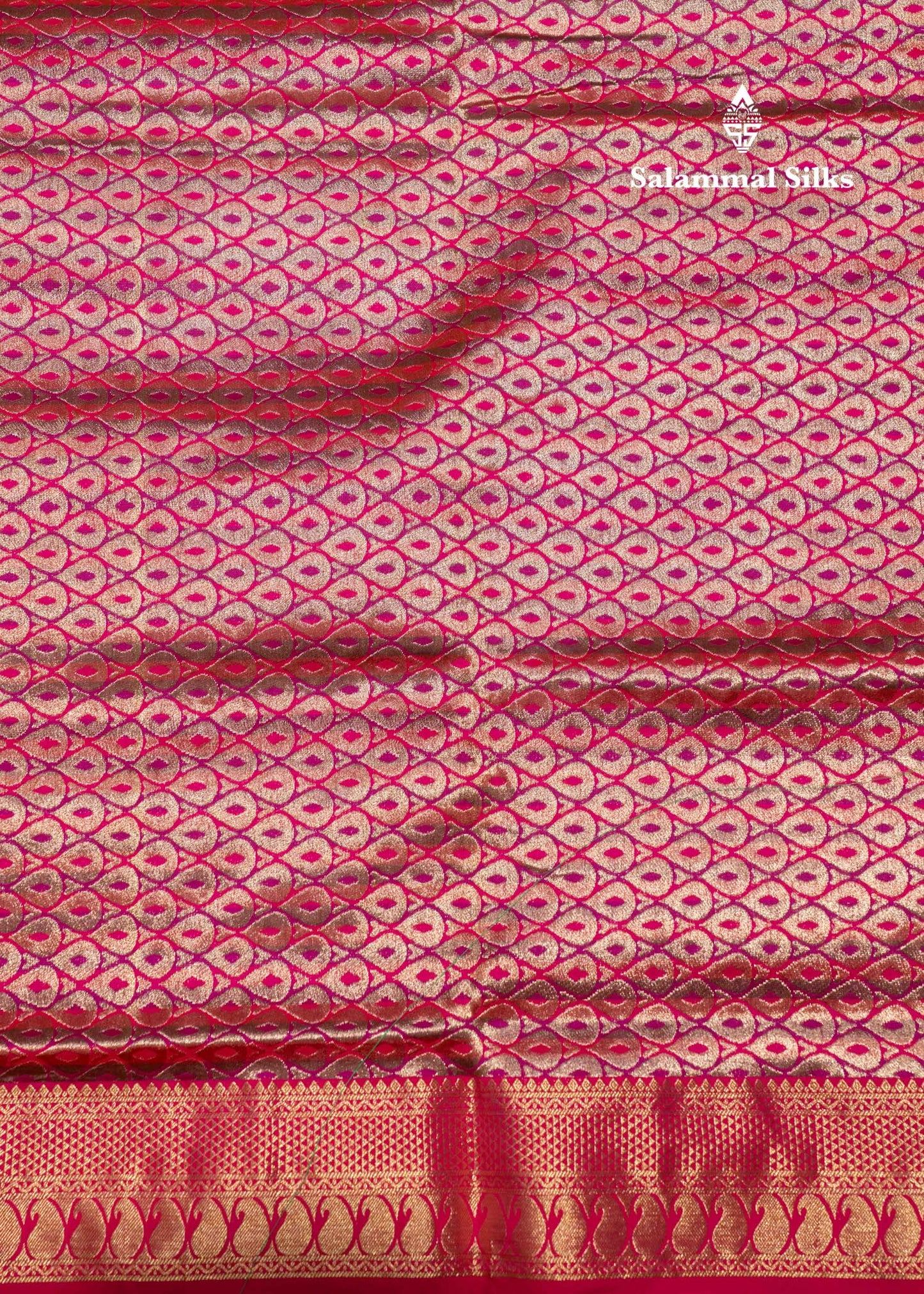 9 Yards Semi Silk Saree Maroon & Brown Colour with Green Border