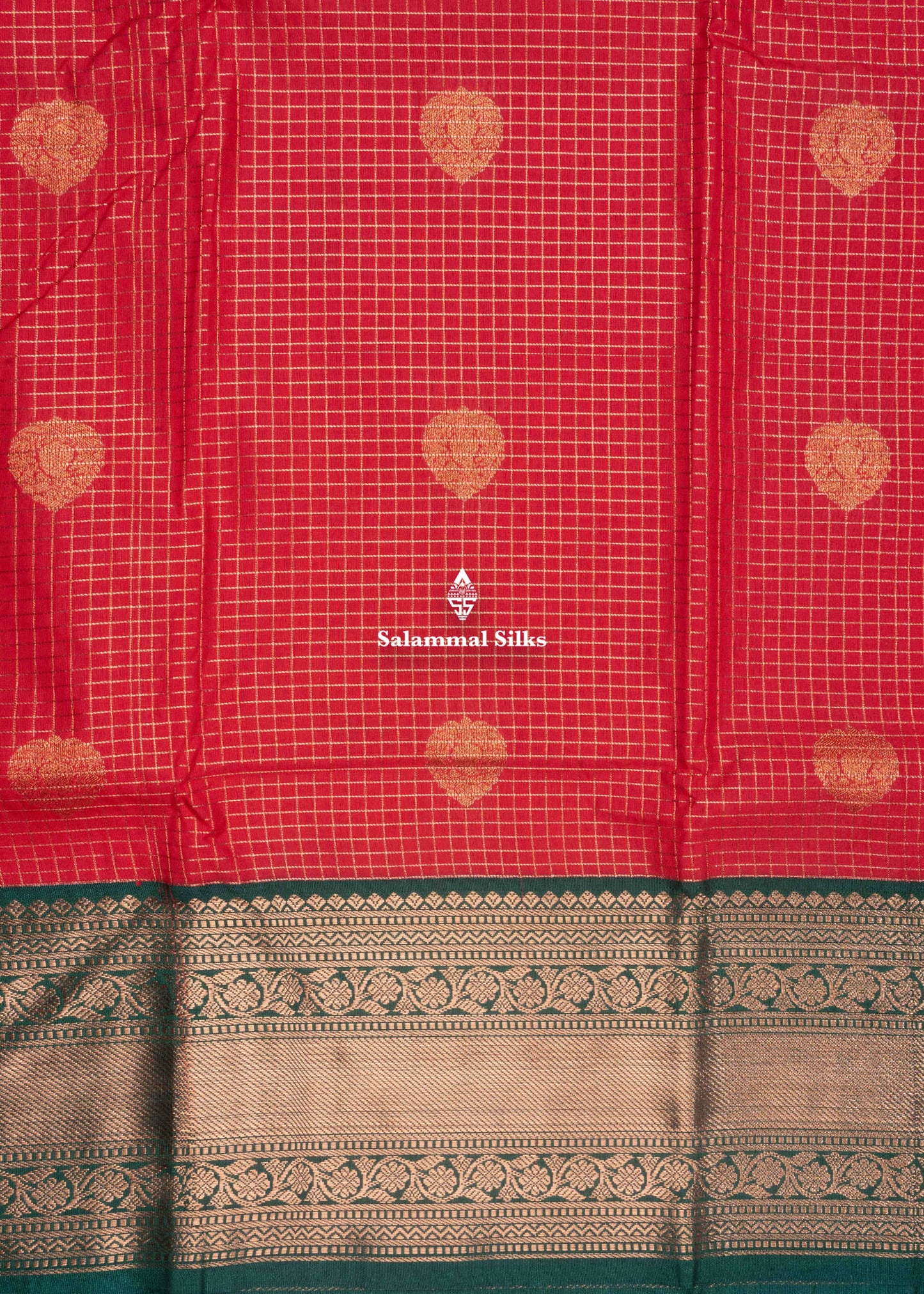 Chilly Red Colour Semi Silk Saree With Copper Zari Bottle Green Border