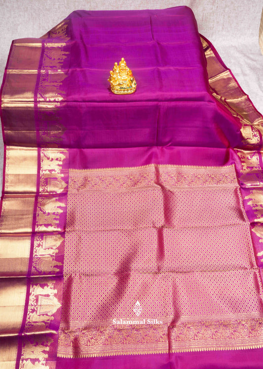 Magenta Colour Kanjivaram Pure Silk Saree with Pallakku Fancy Border