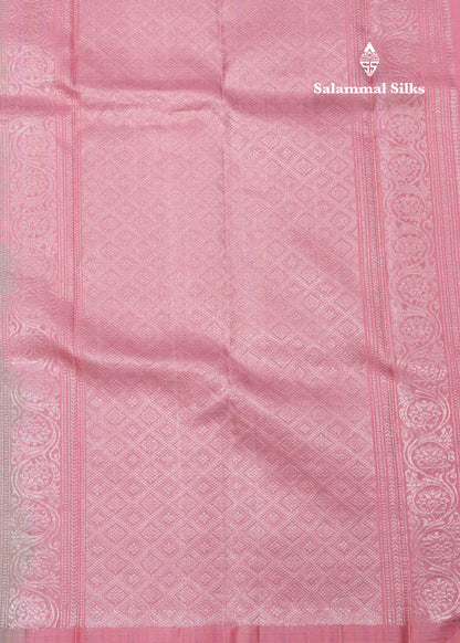 Cream Green Kanjivaram Fancy Pure Silk Saree With Designer Baby Pink Blouse