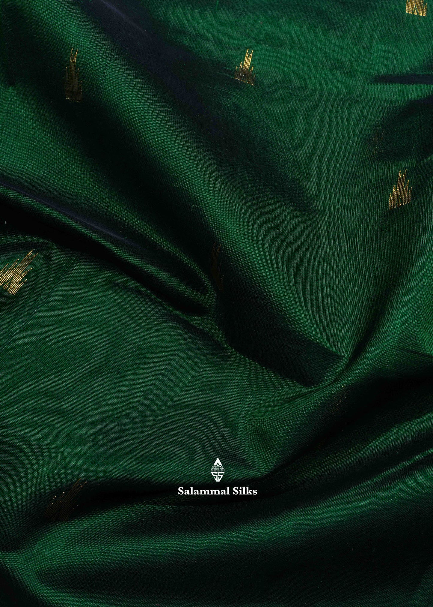 Bottle Green Pure Silk Cotton Saree With Maroon Blouse