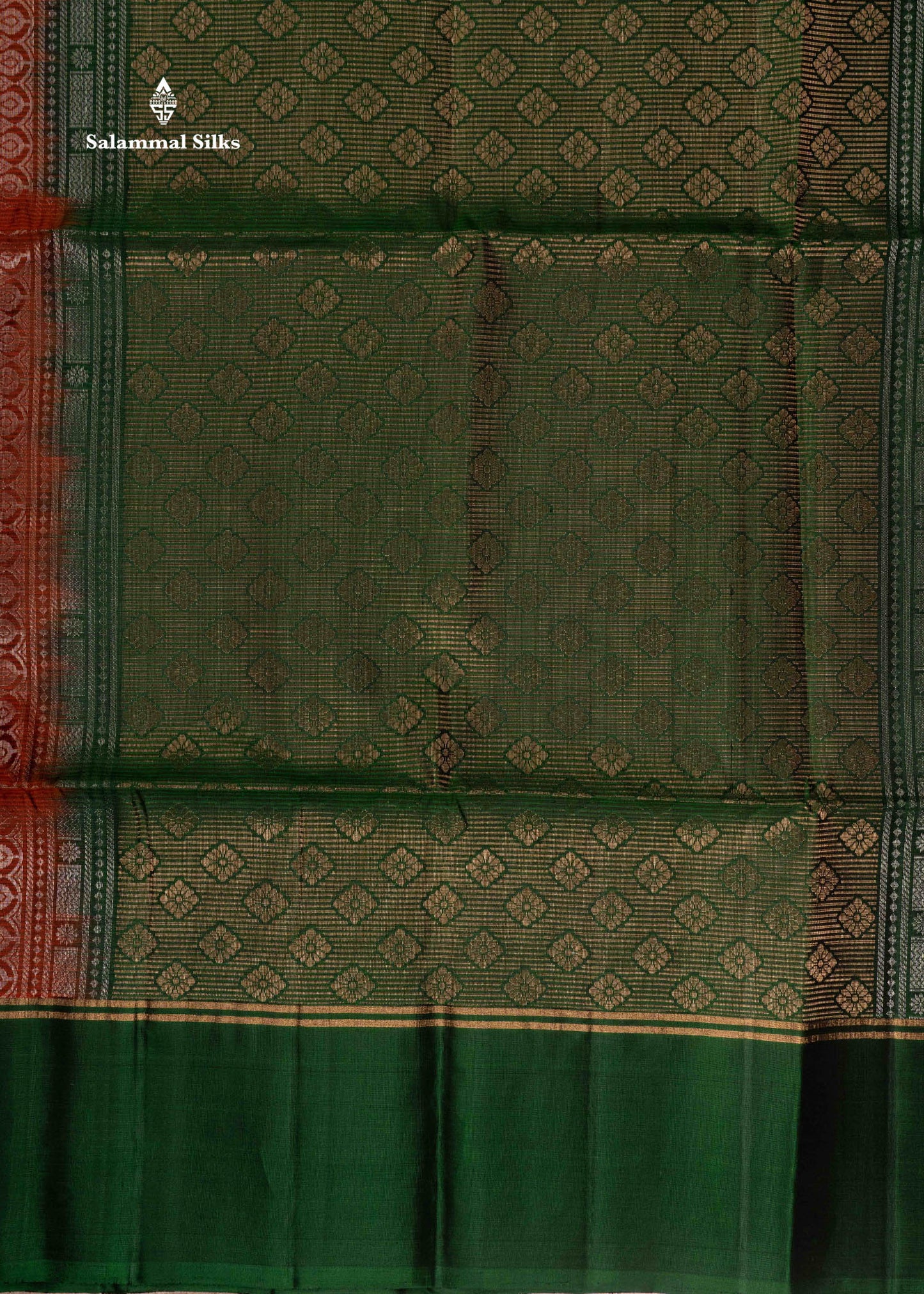Pinkish Orange Pure Kanjivaram Soft Silk Saree With Bottle Green Border