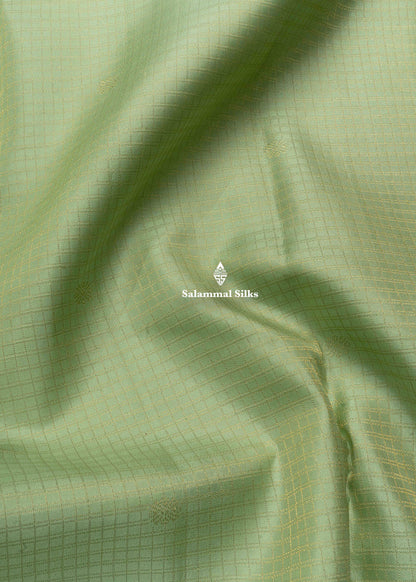 Kanjivaram Light Elaichi Green Pure Silk Saree With Traditional Small Border