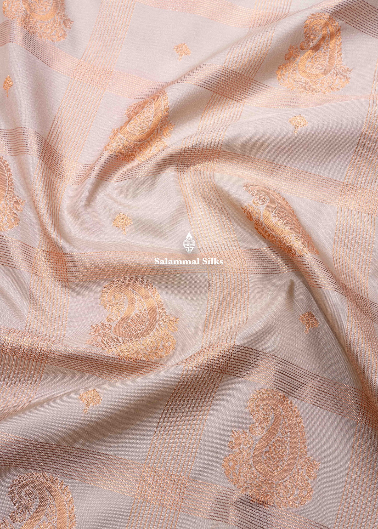 Light Sandal Semi Silk Saree With Copper Zari Border