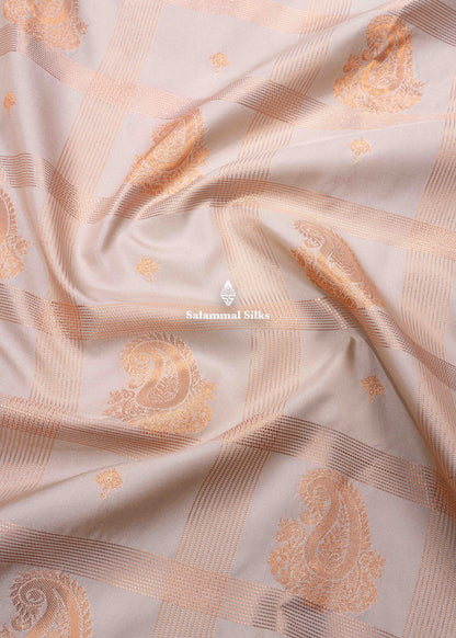 Light Sandal Semi Silk Saree With Copper Zari Border