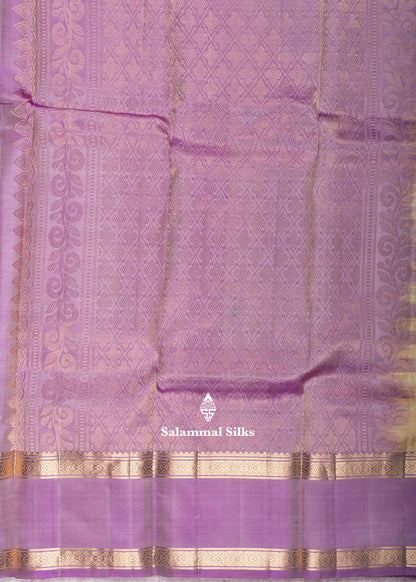 Kanjivaram Sandal Pure Silk Saree With Cream Lavender Blouse