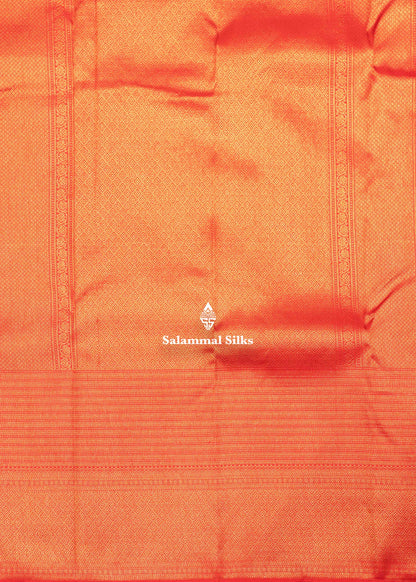 Tomato Red Colour Kanjivaram Pure Silk Saree with Copper Zari Long Border