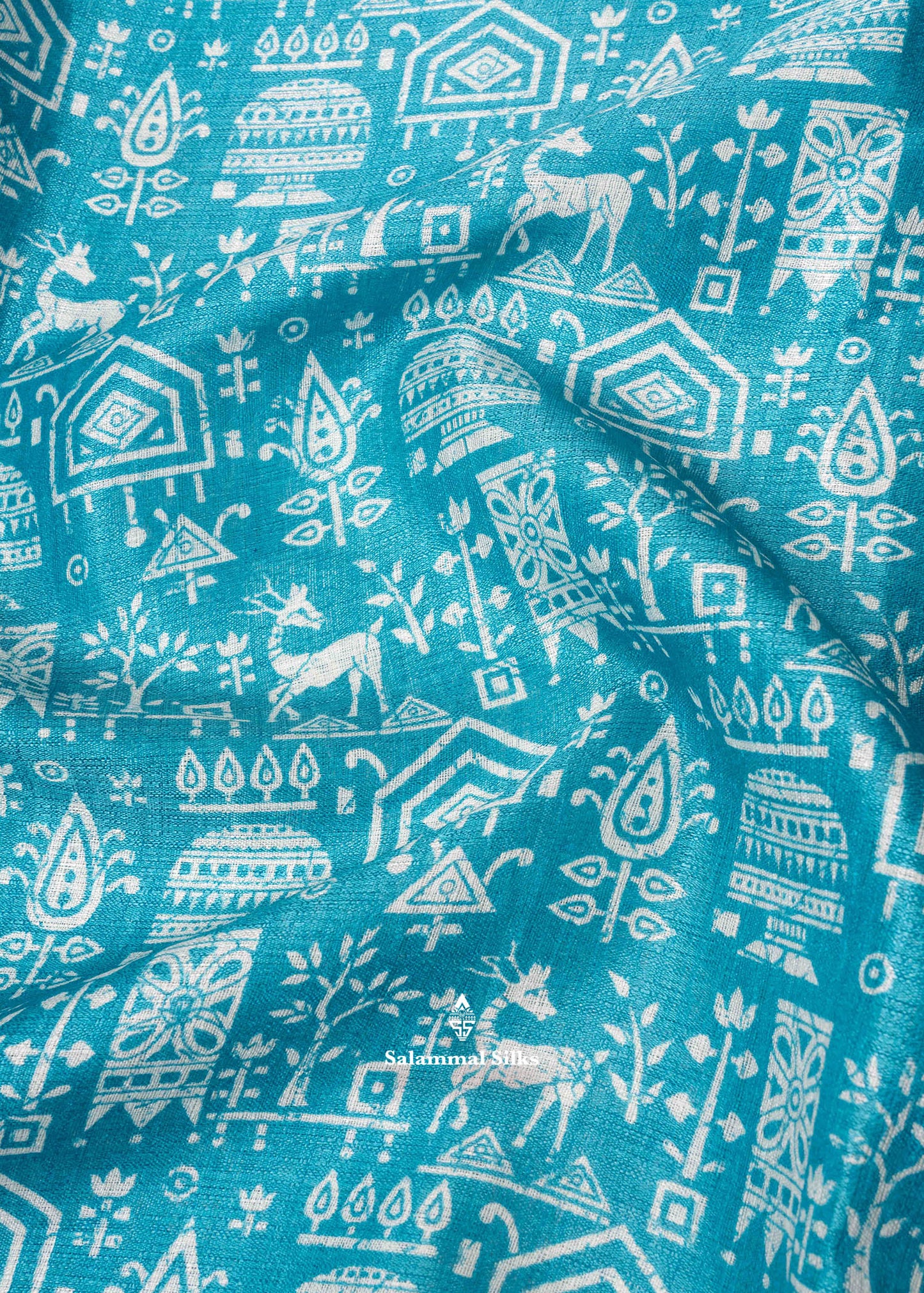 Sky Blue Colour Fancy Semi Tussar Saree With Blouse
