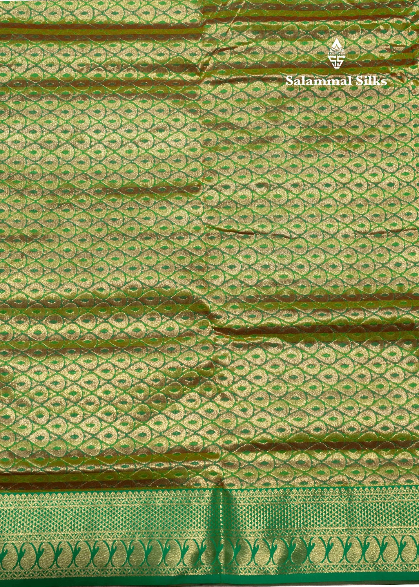 9 Yards Semi Silk Saree Maroon & Brown Colour with Green Border