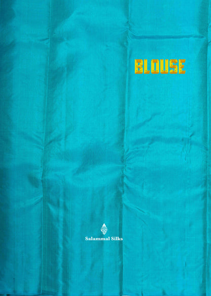 Kanjivaram Blue Fancy Pure Silk Saree With Sea Green Blouse