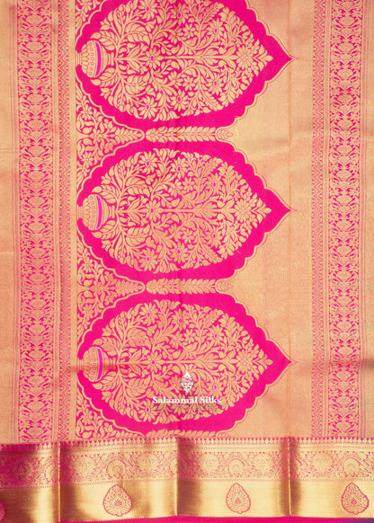 Navy Blue & Gold Colour Checks Semi Silk Saree With Gold Zari Border