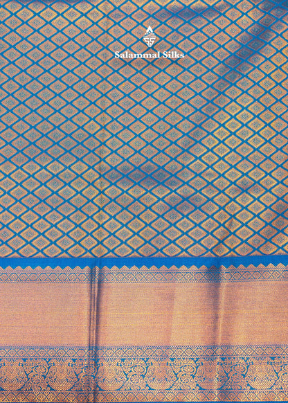 Sandal Colour Semi Silk Saree With Peacock Blue Copper Zari Border