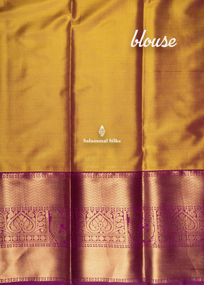 Gold Colour Tissue Semi Silk Saree With Vadamalli Border