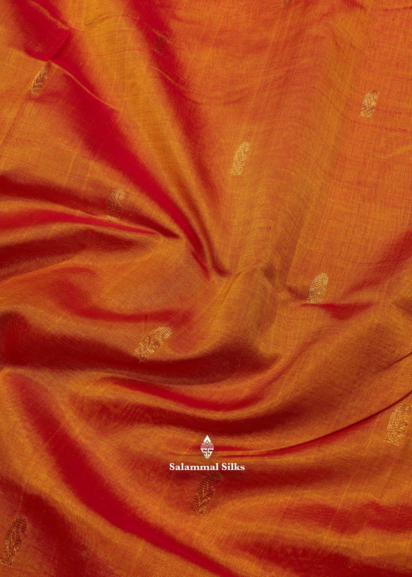 Fanta Orange Pure Silk Cotton Saree With Sapphire Green Blouse