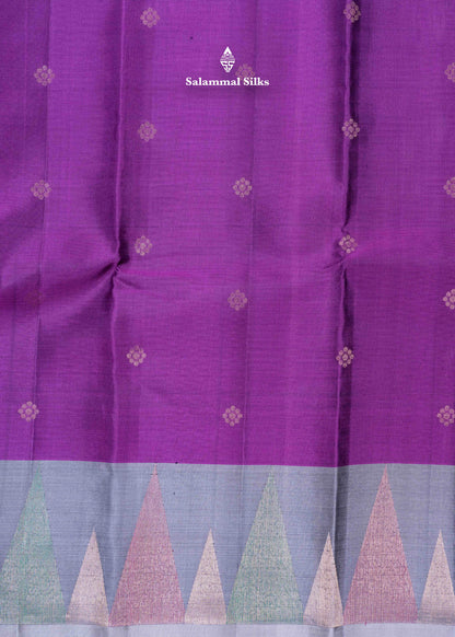 Kanjivaram Violet Colour Pure Silk Saree With One Side Border