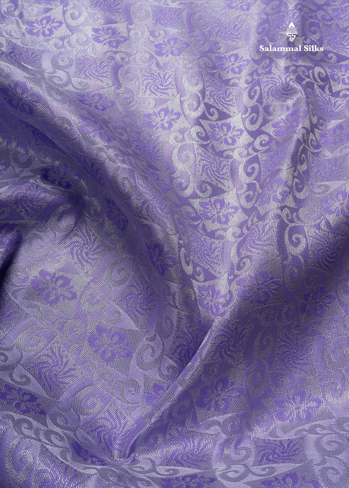 Lavender Bridal Semi Silk Saree With Silver Zari Border