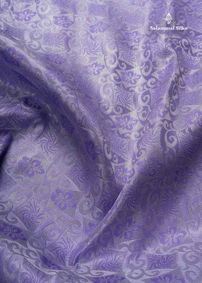 Lavender Bridal Semi Silk Saree With Silver Zari Border