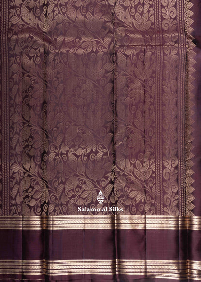 Kanjivaram Peacock Blue Pure Silk Saree With Brown Blouse