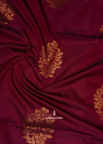 Maroon Colour Semi Soft Silk Saree With Royal Blue Blouse