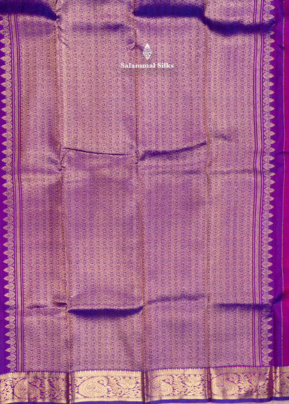 Kanjivaram Pink Colour Pure Silk Saree With Violet Blouse