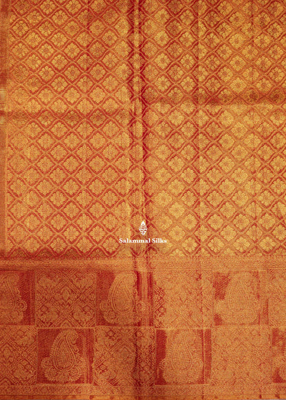 Orange Colour Kanjivaram Pure Tissue Silk Saree with Traditional Border