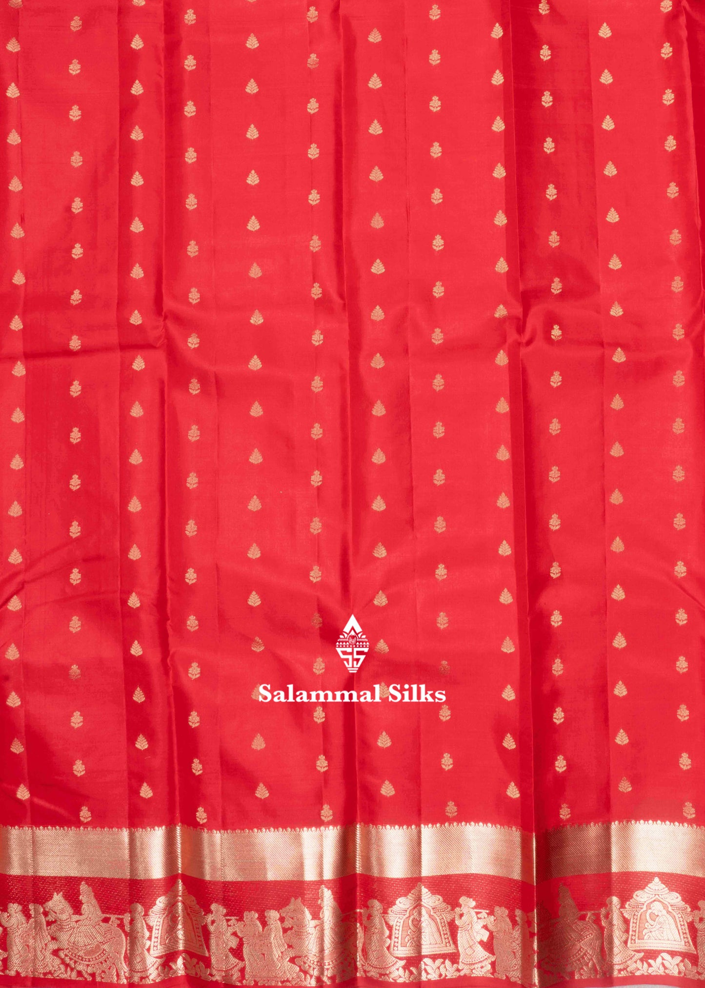Chilli Red Color Kanjivaram Pure Silk Saree Pallakku Fancy Border & Blouse