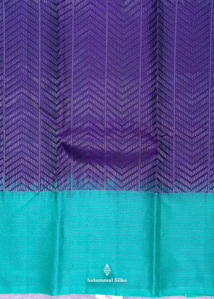 Kanjivaram Violet Pure Silk Saree With Saffire Green Blouse
