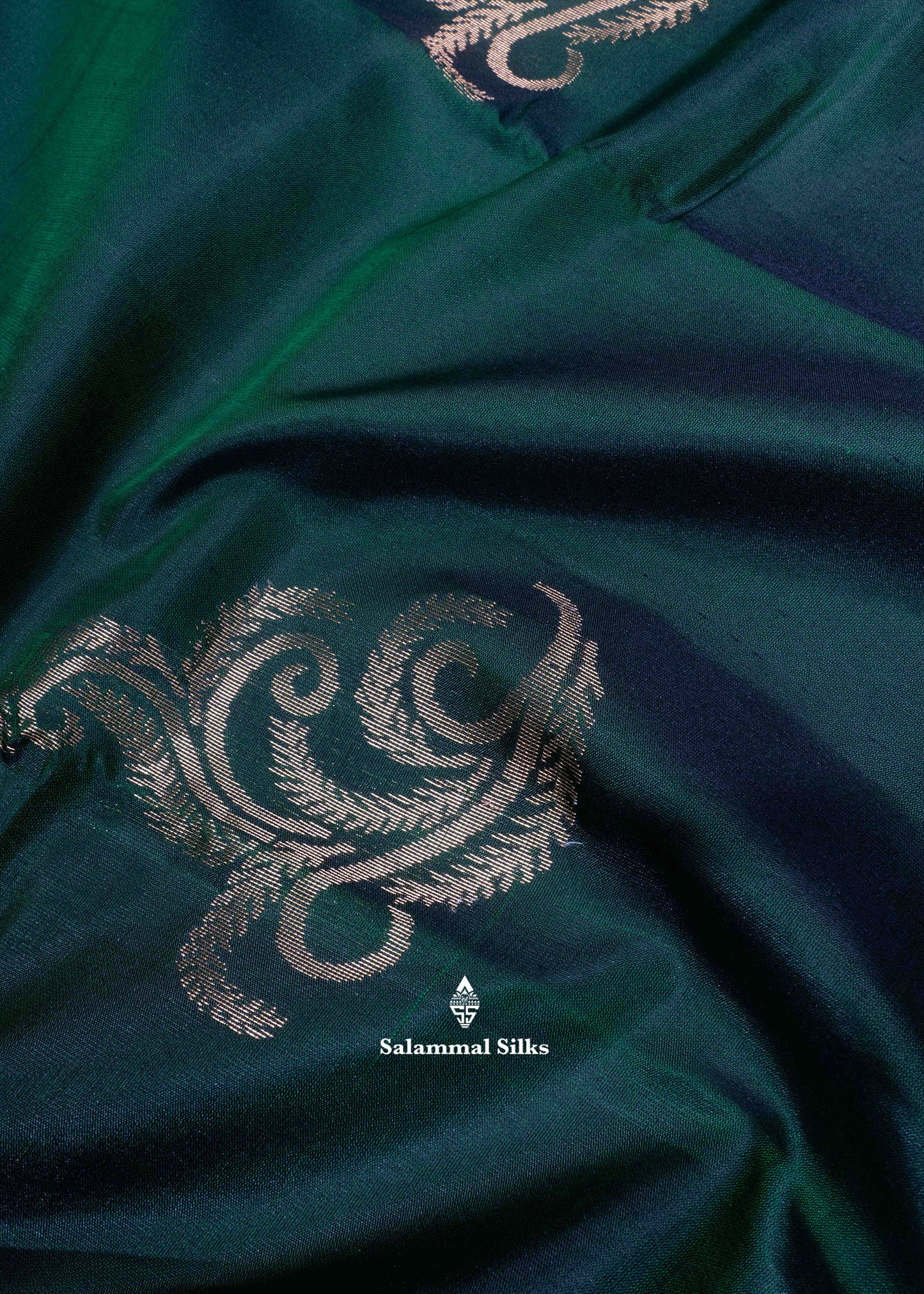 Kanjivaram Bottle Green Pure Silk Saree With Pochampally Blouse
