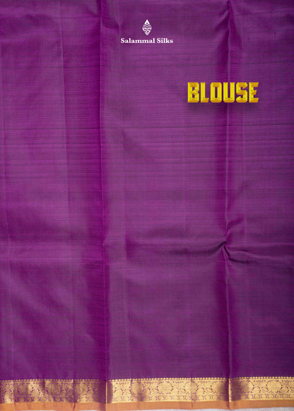 Kanjivaram Violet Pure Silk Saree With Gold Zari Small Border
