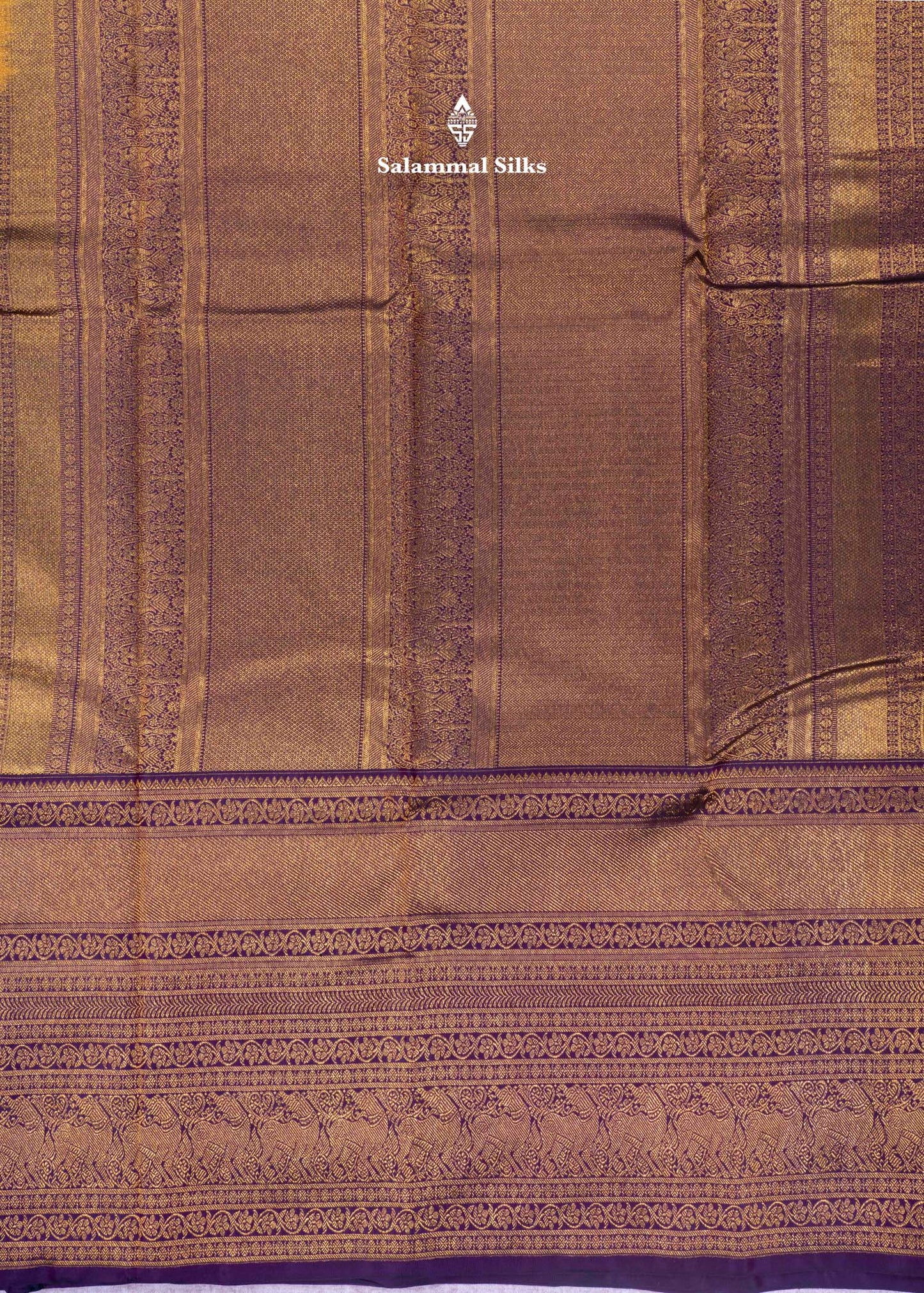 Kanjivaram Mustard Yellow Pure Silk Saree With Grand Long Size Border
