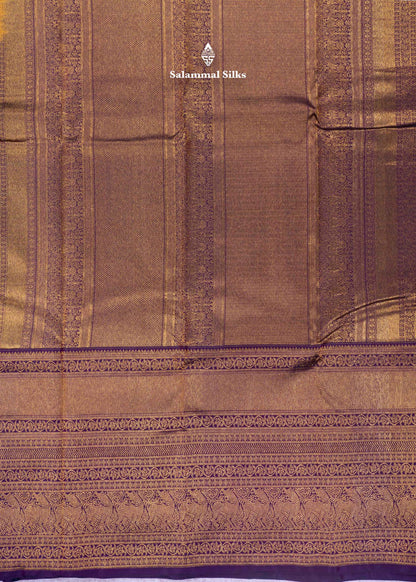 Kanjivaram Mustard Yellow Pure Silk Saree With Grand Long Size Border