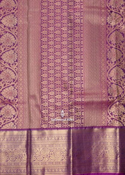 Peacock Green Semi Silk Saree With Violet Blouse