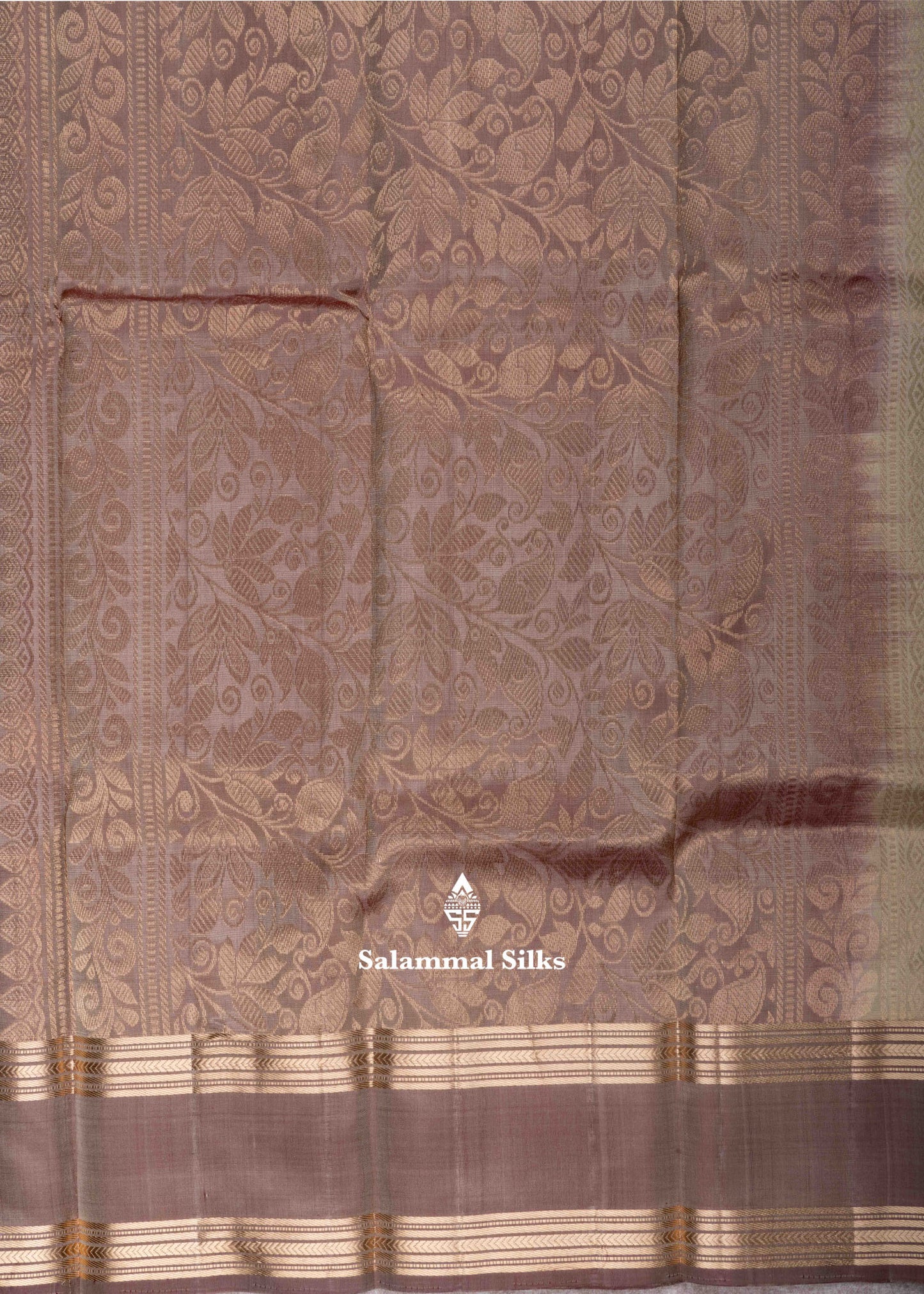 Kanjivaram Beige Pure Silk Saree With Light Brown Blouse