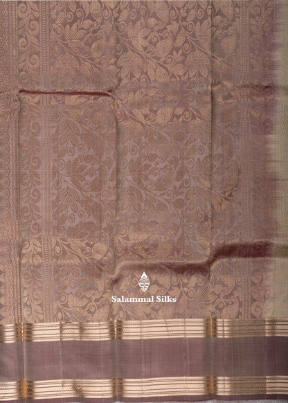 Kanjivaram Beige Pure Silk Saree With Light Brown Blouse