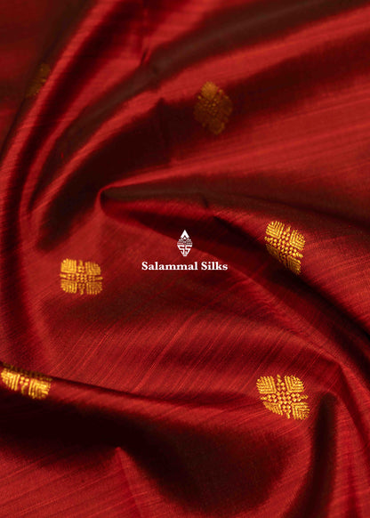 Korvai Maroon Colour Kanjivaram Pure Silk Saree With Mustard Yellow Border