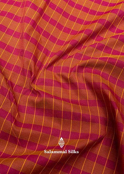 9 Yards Semi Silk Saree Brown & Maroon Colour with Royal Blue Double Border