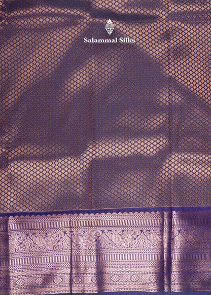 Orange Colour Semi Silk Saree With Violet Copper Zari Border
