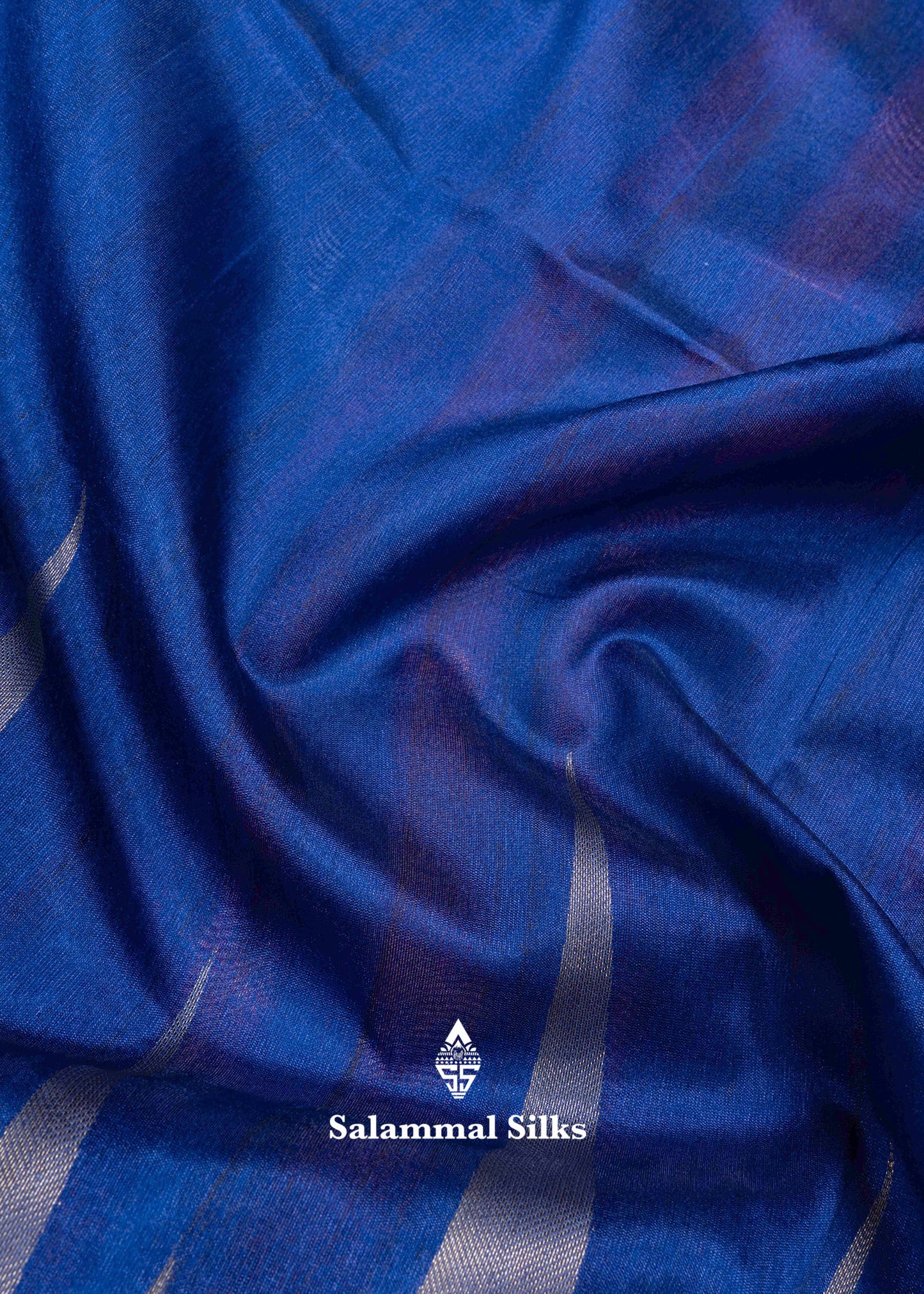 Navy Blue Semi Tussar Fancy Saree With Traditional Ganga & Jamuna Border